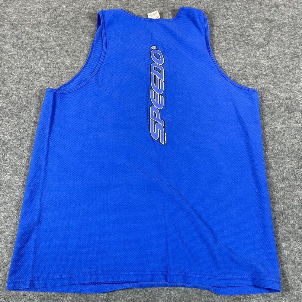 VTG Speedo Tank‎ Top Shirt Mens L Blue Back Hit Beach Volleyball Surf Retro 90s
